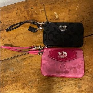 Pair of Coach wristlets - Pink and Black